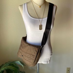 Brown nylon crossbody bag